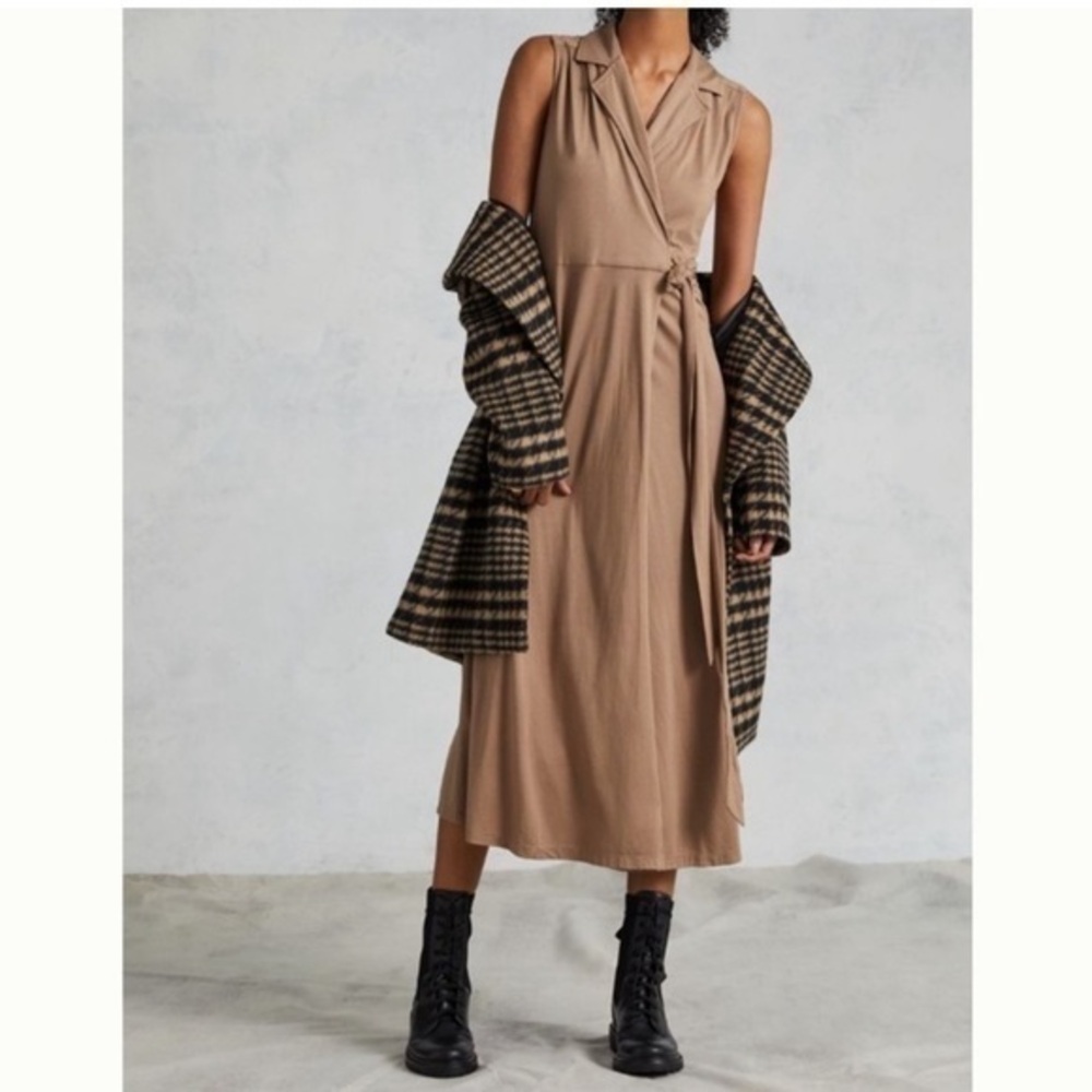 Anthropologie Tan Maxi Wrap Dress